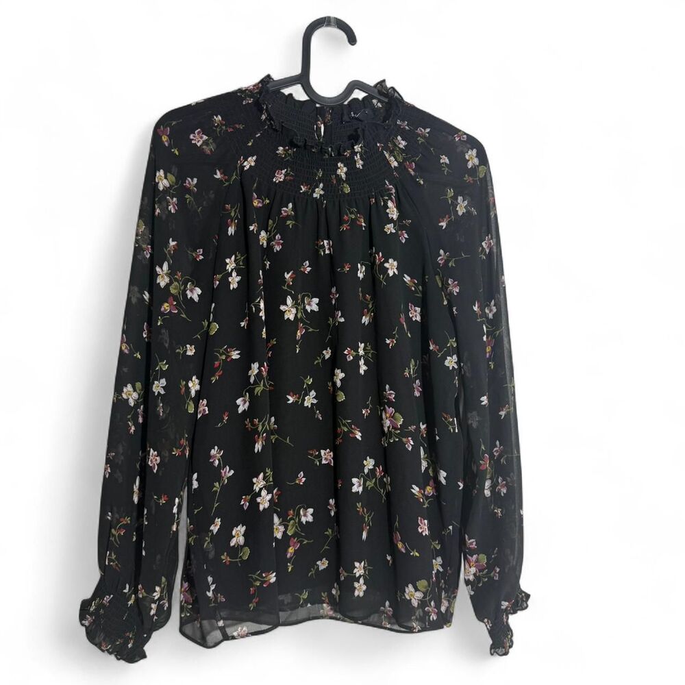 Madewell Women's Smocked Mockneck Top | Backyard blooms| Size XS - Picture 3 of 9